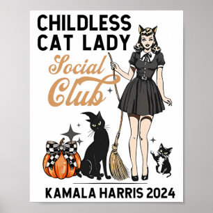 Kinderlose Katze Lady wählen Halloween Feministin Poster