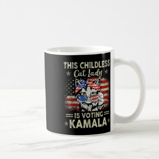 Kinderlose Katze Lady wählt Kamala Harris 2024 2 Kaffeetasse (Rechts)