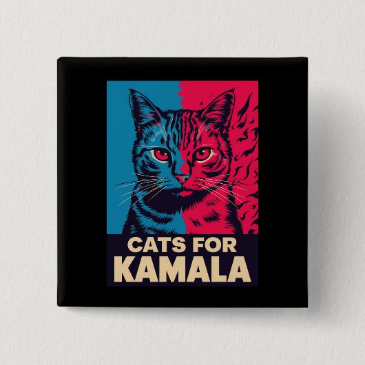 Kinderlose Katze Lady wählt Kamala Harris 2024 Button (Vorderseite)