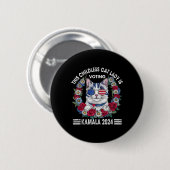 Kinderlose Katze Lady wählt Kamala Harris 2024 Button (Vorne & Hinten)