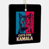 Kinderlose Katze Lady wählt Kamala Harris 2024 Keramikornament (Rechts)