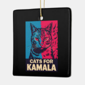 Kinderlose Katze Lady wählt Kamala Harris 2024 Keramikornament (Links)