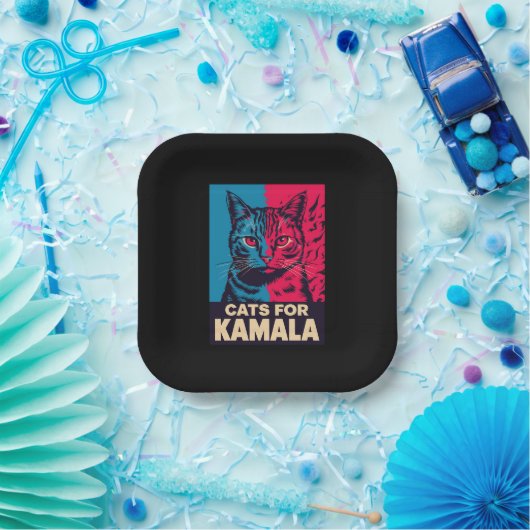 Kinderlose Katze Lady wählt Kamala Harris 2024 Pappteller (Party)