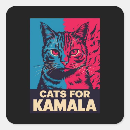 Kinderlose Katze Lady wählt Kamala Harris 2024 Quadratischer Aufkleber (Vorderseite)
