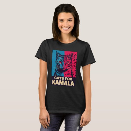 Kinderlose Katze Lady wählt Kamala Harris 2024 T-Shirt (Vorne ganz)