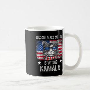 Kinderlose Katze Lady wählt Kamala Harris 2024 USA Kaffeetasse