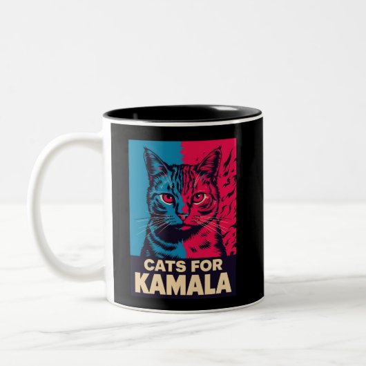 Kinderlose Katze Lady wählt Kamala Harris 2024 Zweifarbige Tasse (Links)