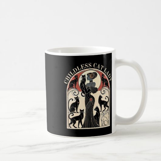Kinderlose Katze Ladys Cat Karma Retro Funny Kaffeetasse (Rechts)