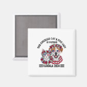 Kinderlose Katze und Hundedame wählt Kamala Harris Magnet (Vorderseite/Rückseite)