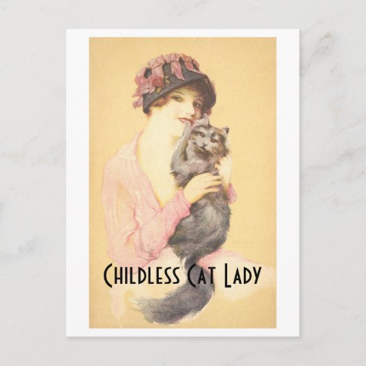 Kinderlose Katze Vintage Postkarte (Vorderseite)