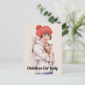 Kinderlose Katze Vintage Postkarte (Stehend Vorderseite)