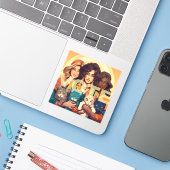 Kinderlose Katzen - Abstimmung Aufkleber (Laptop mit iPhone)