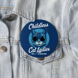 Kinderlose Katzen Frauen wählen Blaue Demokraten U Button