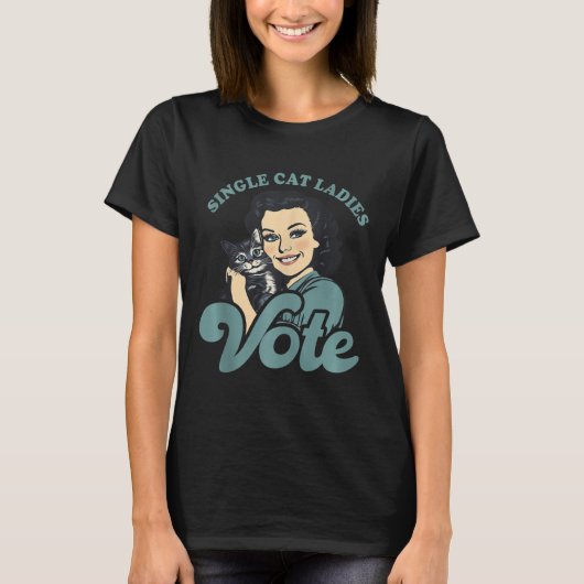 Kinderlose Katzen Frauen wählen Kamala Harris 2024 T-Shirt (Vorderseite)