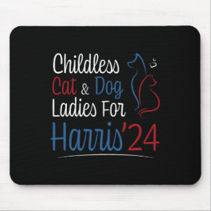 Kinderlose Katzen-Hund-Dame Damen-Shirt für Kamala Mousepad
