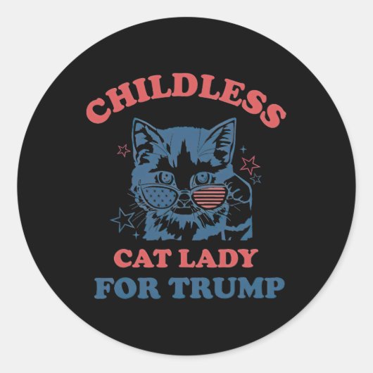 Kinderlose Katzen-Lady für Trump-lustige Wahl 2024 Runder Aufkleber (Vorderseite)