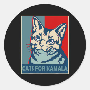 Kinderlose Katzen-Lady wählt Kamala Harris zum Vor Runder Aufkleber