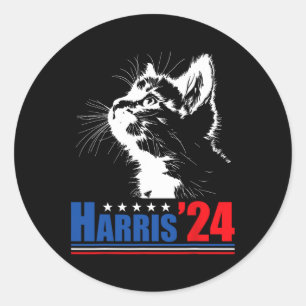 Kinderlose Katzen Ladys für Kamala Harris 24 US El Runder Aufkleber