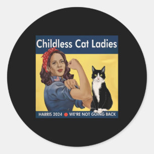 Kinderlose Katzen Ladys Wir gehen nicht zurück Har Runder Aufkleber