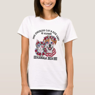 Kinderlose Katzen- und Hundedame wählt Kamala Harr T-Shirt
