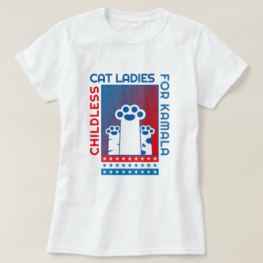KINDERLOSE KatzenDamen für Kamala Patriotic T-Shirt (Design vorne)