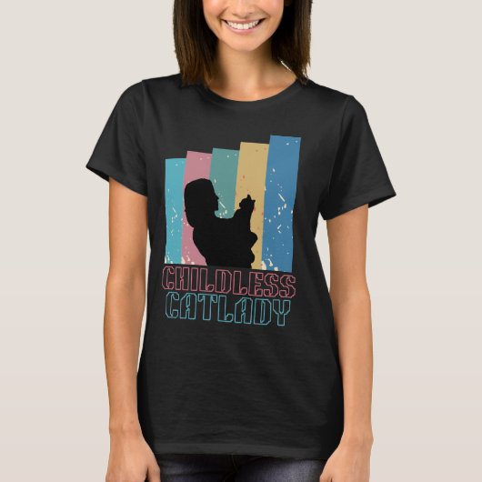 Kinderlose Katzenfrau T-Shirt (Vorderseite)