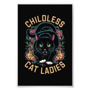 Kinderlose Katzenladies 2024 Feministin Fotodruck