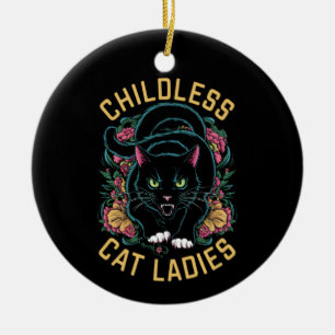 Kinderlose Katzenladies 2024 Feministin Keramik Ornament