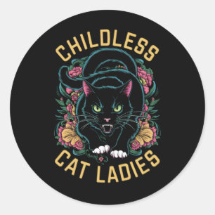 Kinderlose Katzenladies 2024 Feministin Runder Aufkleber