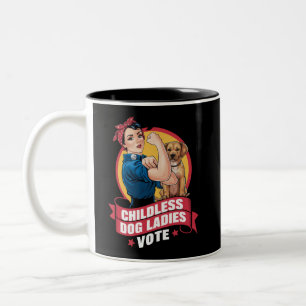 Kinderlose Katzenladies wählen Hund The Riveter Hu Zweifarbige Tasse