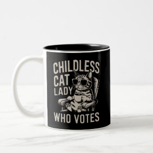 Kinderlose Katzenlady 2024 Wahlstimme Kamala Zweifarbige Tasse