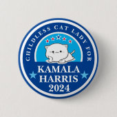 Kinderlose Katzenlady für Kamala Harris Button (Vorderseite)