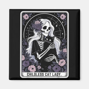 Kinderlose Katzenlady Süße Gothic-Skelett-Tarotkar Magnet