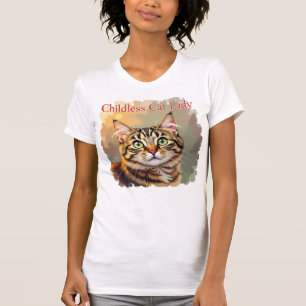 Kinderlose Katzenlady-Tabby-Charm-Porträt T-Shirt