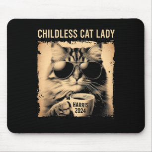 Kinderlose Katzenlady Vintage Kaffee Katze Kamala Mousepad