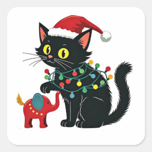 Kinderlose Katzenlady Weihnachten Kamala Trump Quadratischer Aufkleber