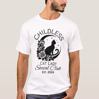 Kinderloser Cat Lady Social Club EST 2024 T-Shirt