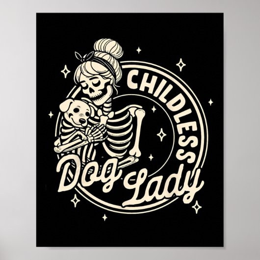 Kinderloser Hund Ladys Funny Dog Skeleton Hallowee Poster (Vorne)