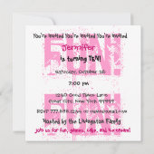 Kindermädchen 10. Geburtstag Individuelle Name Mod Einladung (Rückseite)