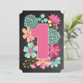 Kindermädchen 1. Geburtstag 1 Party Einladung (Stehend Vorderseite)