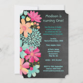 Kindermädchen 1. Geburtstag 1 Party Einladung (Rückseite)