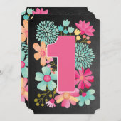 Kindermädchen 1. Geburtstag 1 Party Einladung (Vorne/Hinten)