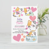 Kindermädchen 2. Geburtstag Einladung (Stehend Vorderseite)