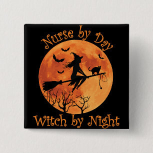Kindermädchen an Tag Hexe an Nacht Weihnachtsfeier Button