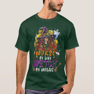 Kindermädchen an Tag Hexe an Nacht Witze Beängstig T-Shirt