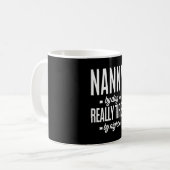 Kindermädchen bei Tag wirklich müde von Nacht Kaffeetasse (Vorderseite Links)