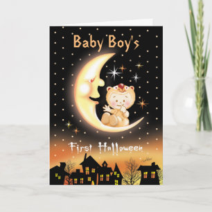Kindermädchen, das erste Halloween, Moon Baby Karte