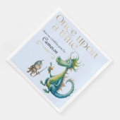Kindermädchen Drache und Ritter Blau Serviette (Ecke)