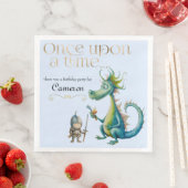 Kindermädchen Drache und Ritter Blau Serviette (Beispiel)