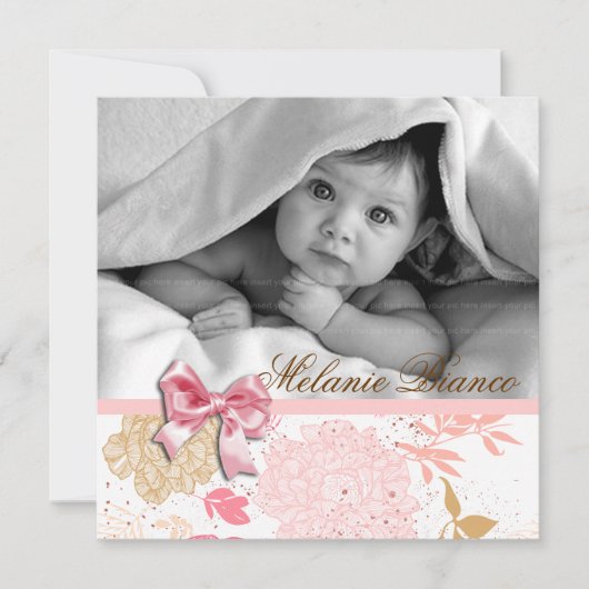 Kindermädchen Einladung Geburtstagsparty Pink Whit (Vorderseite)